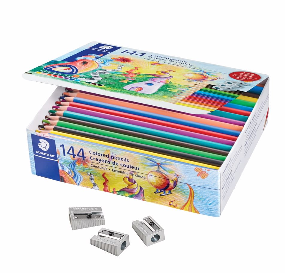 Staedtler Triangular Coloured Pencils (12 x 12 colours pre-sharpened) - 144 pack