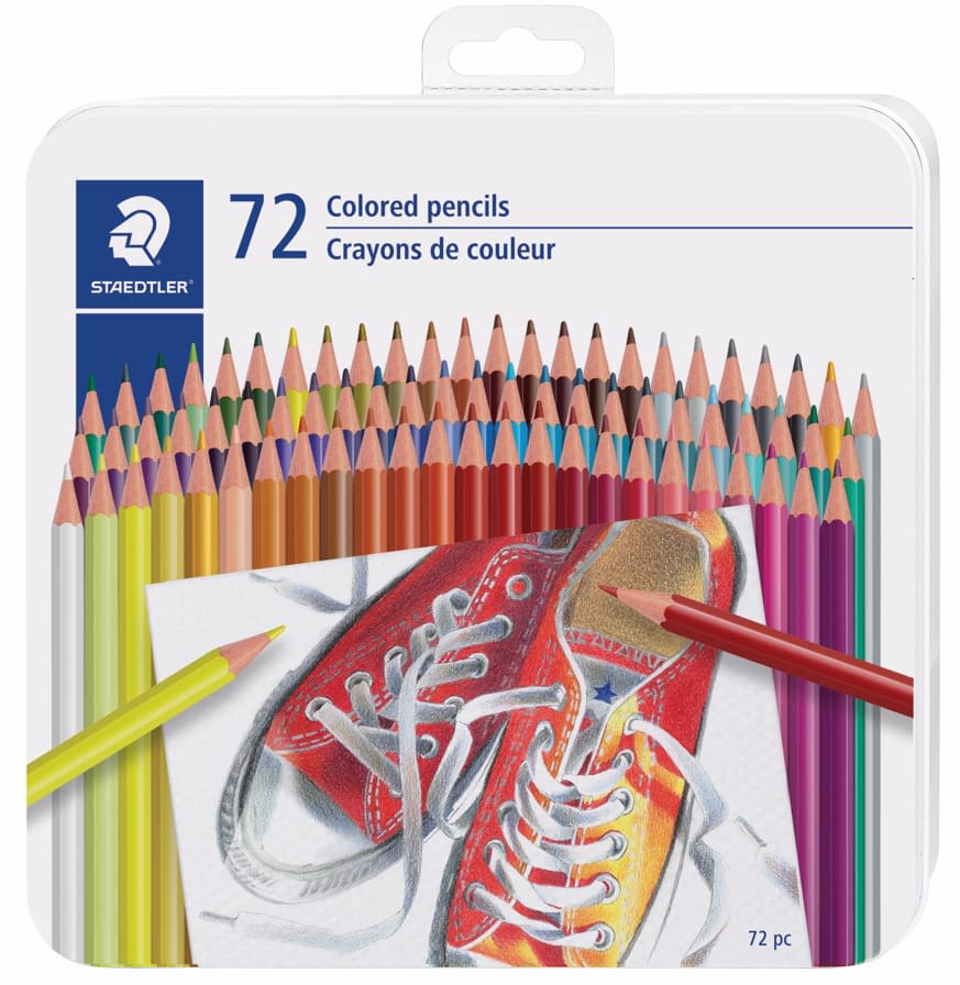 Staedtler Coloured Pencils (pre-sharpened) in Metal Tin - 72 pack - Image 1